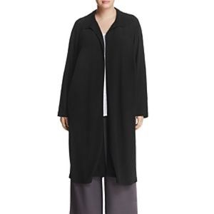 Eileen fisher long black duster open jacket - medium